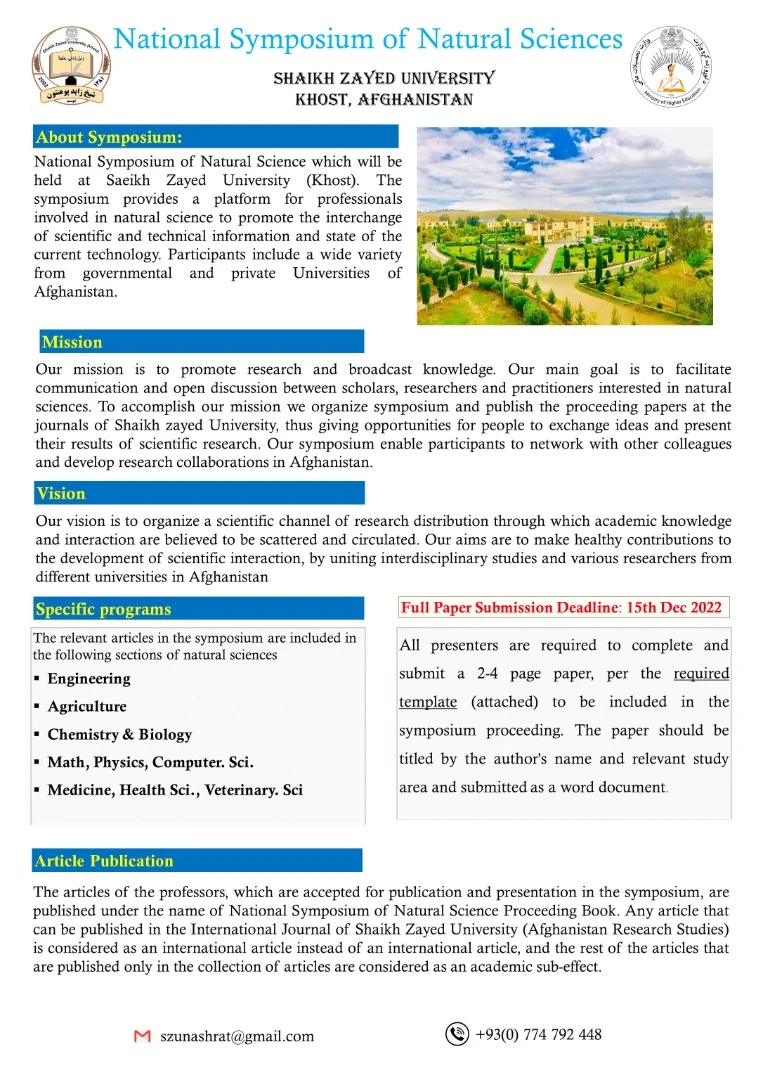 Shaikh Zayed University - Khost academic facilities