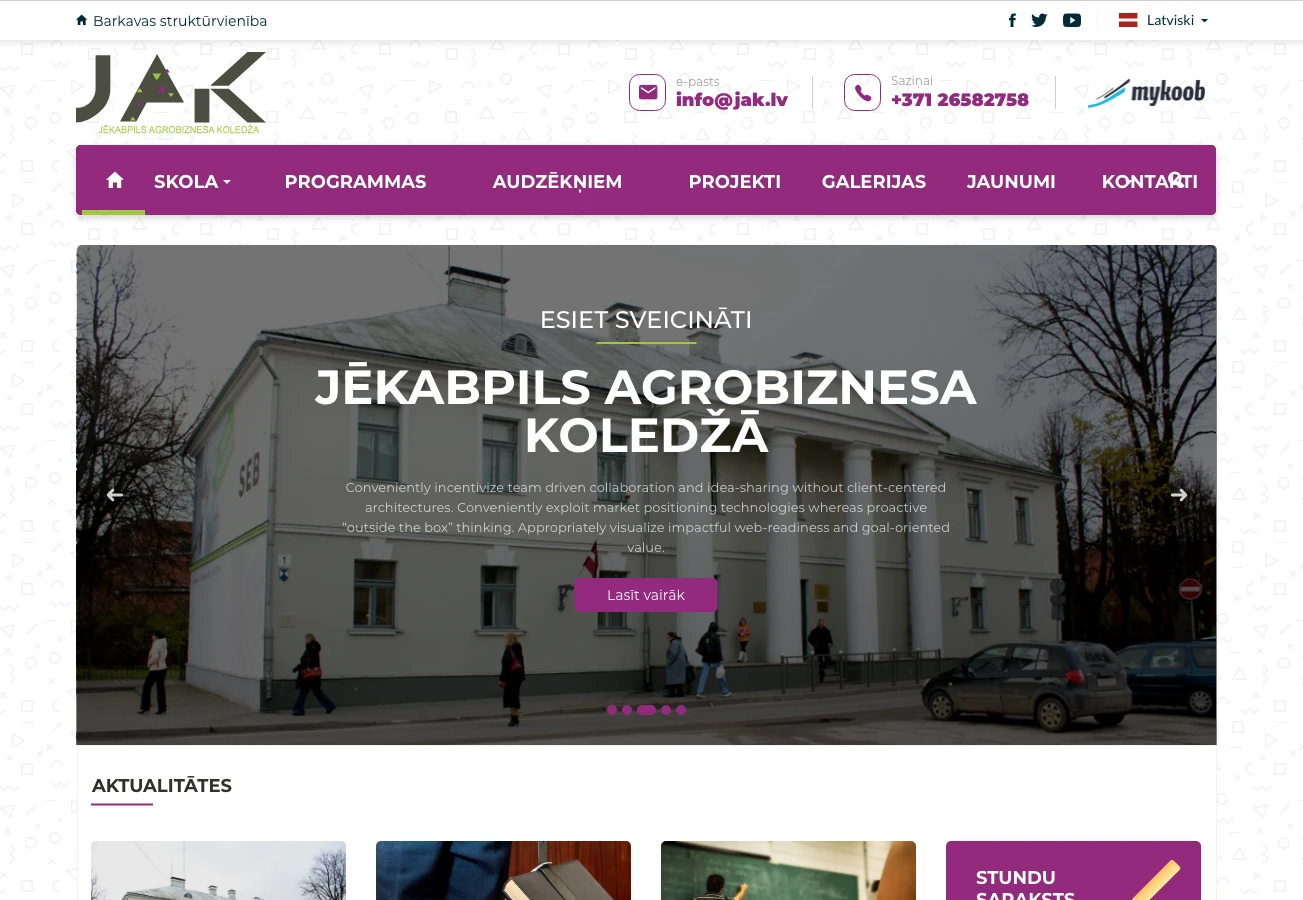 View of the ​​​Jekabpils Agrobusiness College campus
