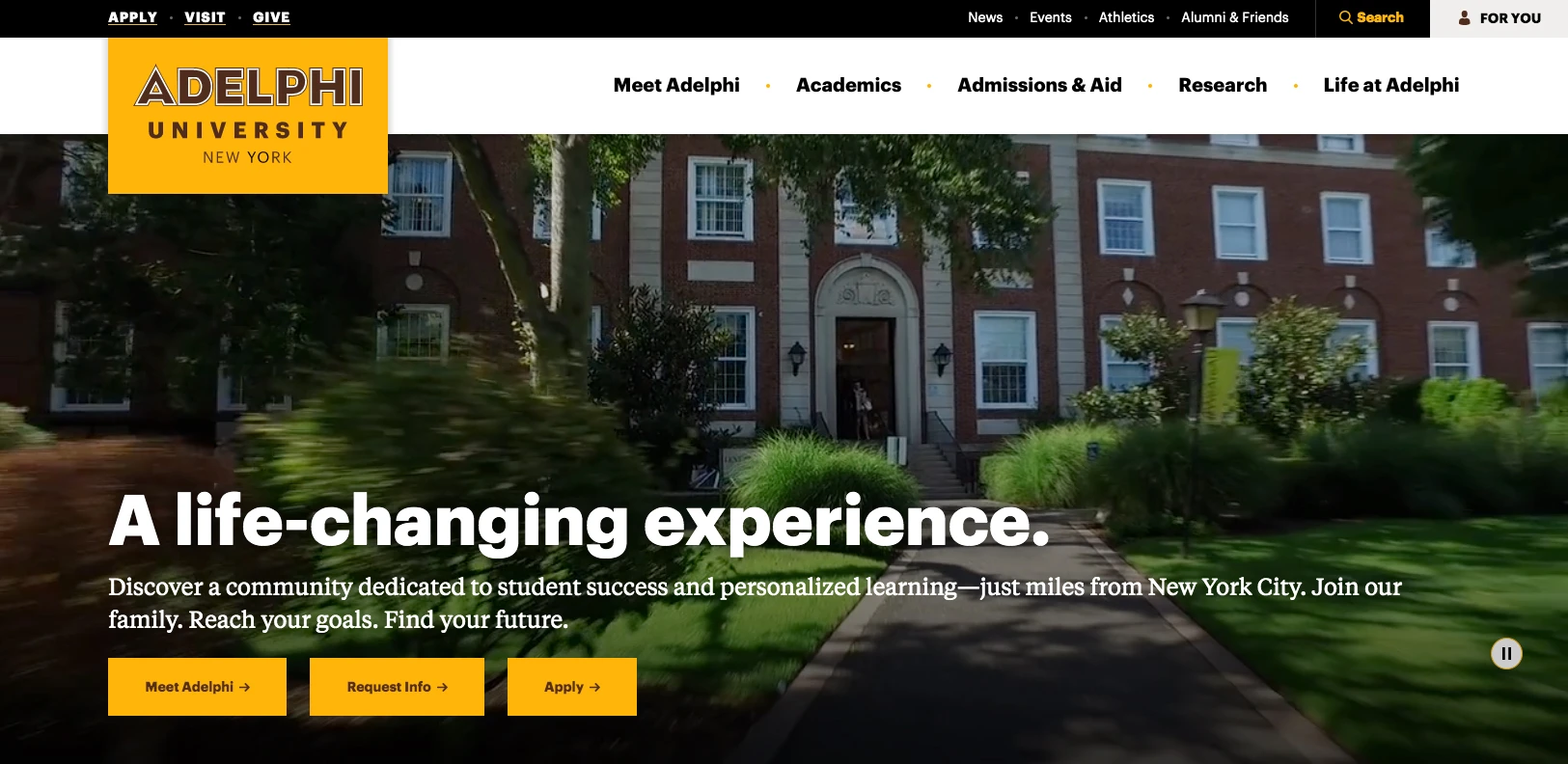 The Adelphi University campus grounds