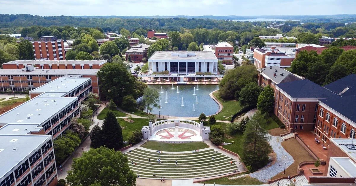 The Clemson University campus grounds