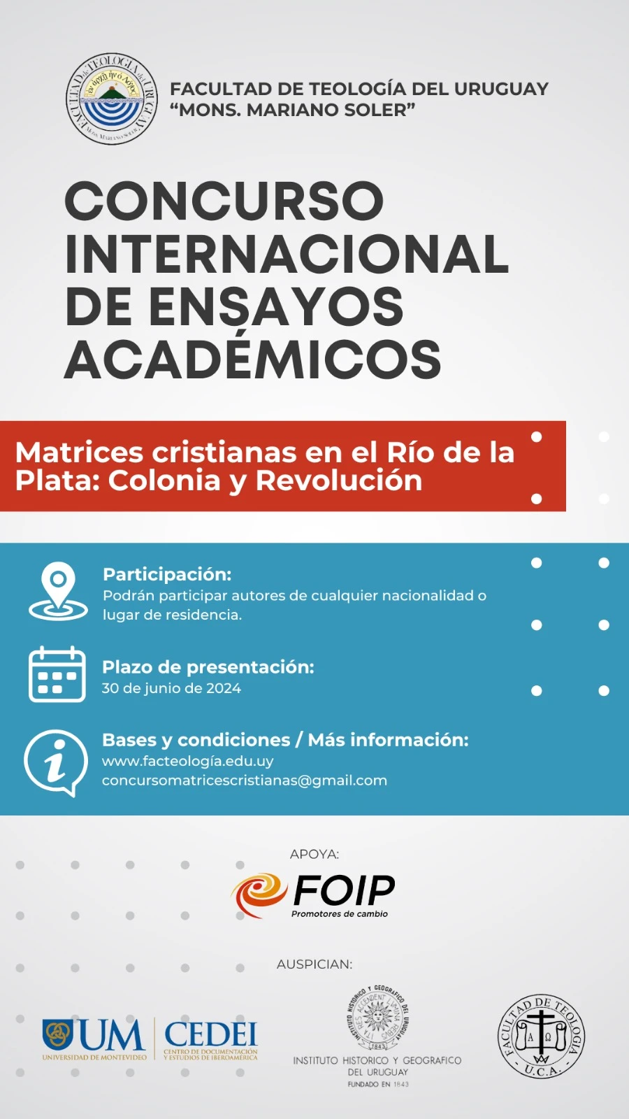 Facultad de Teología del Uruguay Monseñor Mariano Soler student life